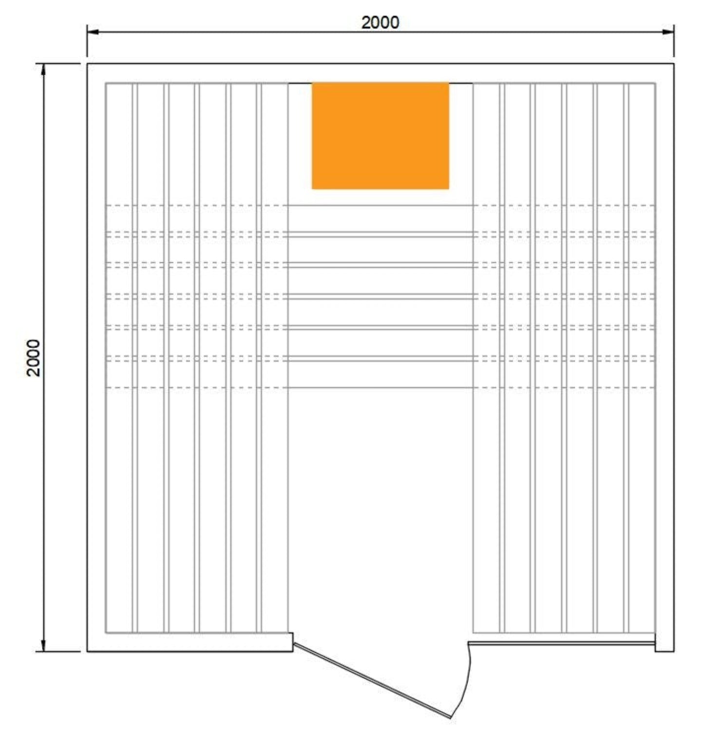 CenturaHeat 2-3 Person Traditional Relax Indoor Sauna drawing