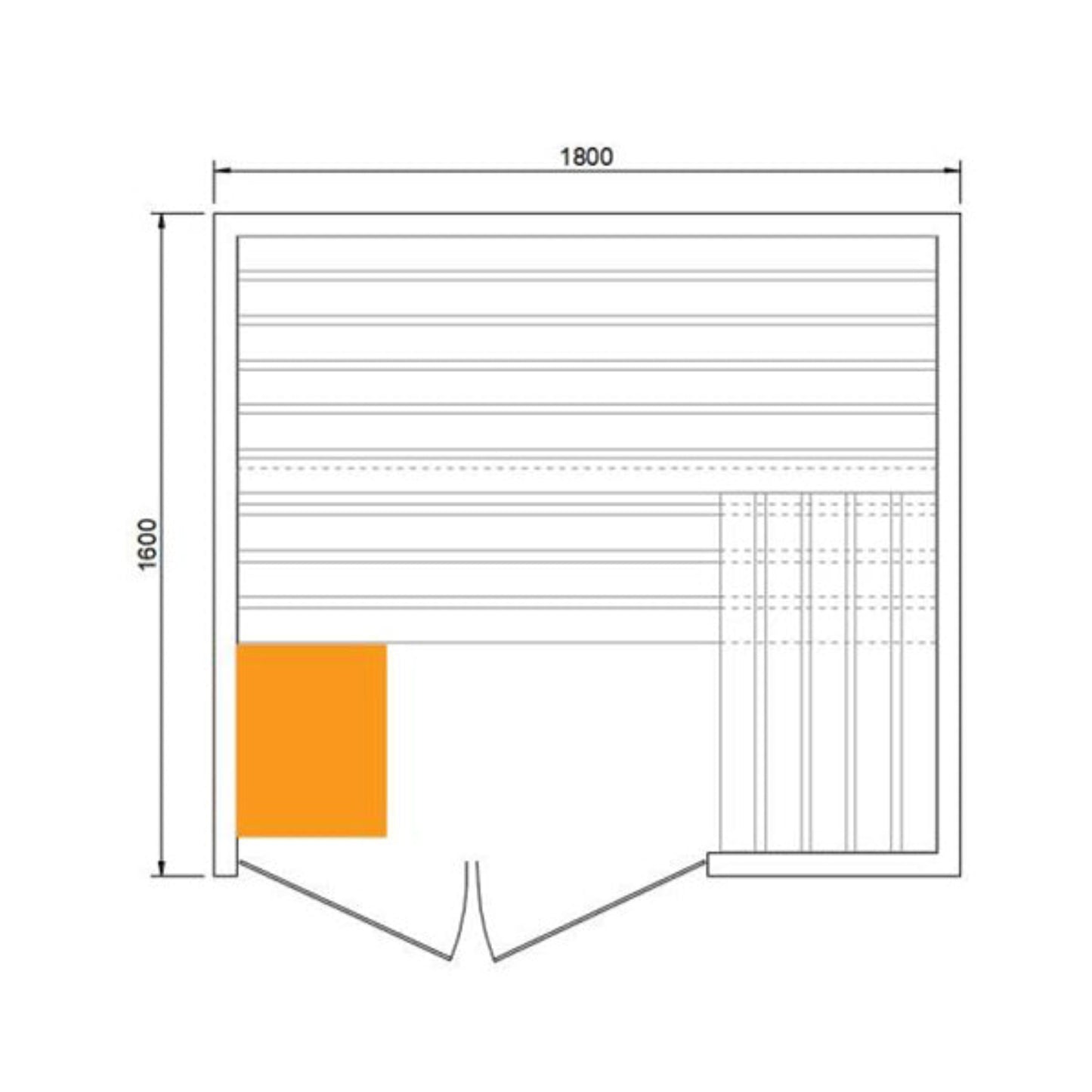 CenturaHeat 3 Person Traditional Relax Indoor Sauna drawing
