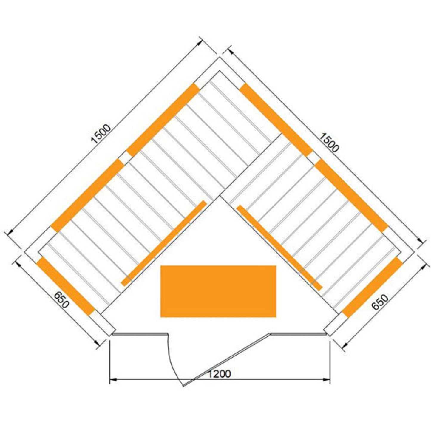 CenturaHeat 4-5 Person Infrared Diamond Corner Indoor Sauna dimensions