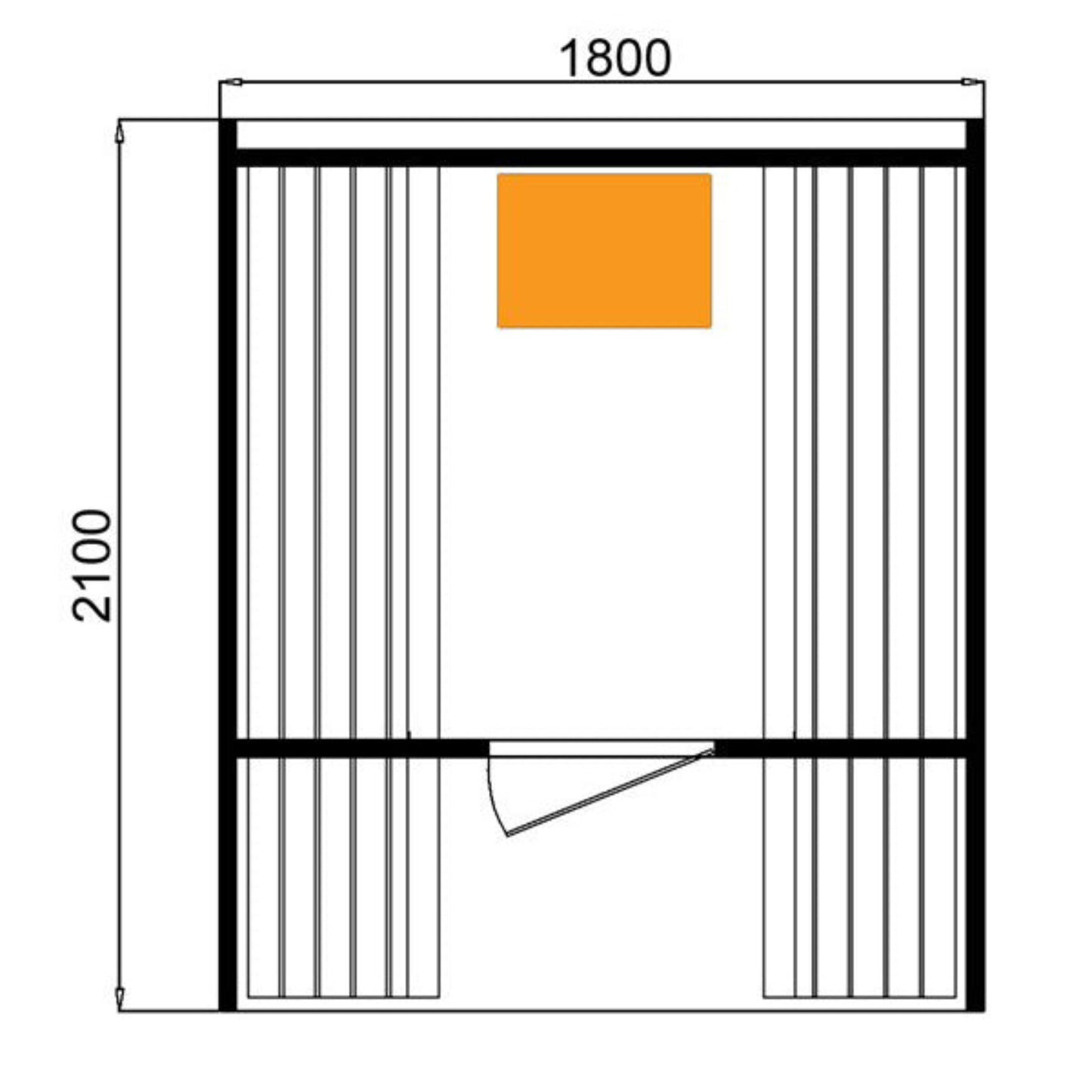CenturaHeat 6 Person Outdoor Wood Barrel Sauna technical drawing