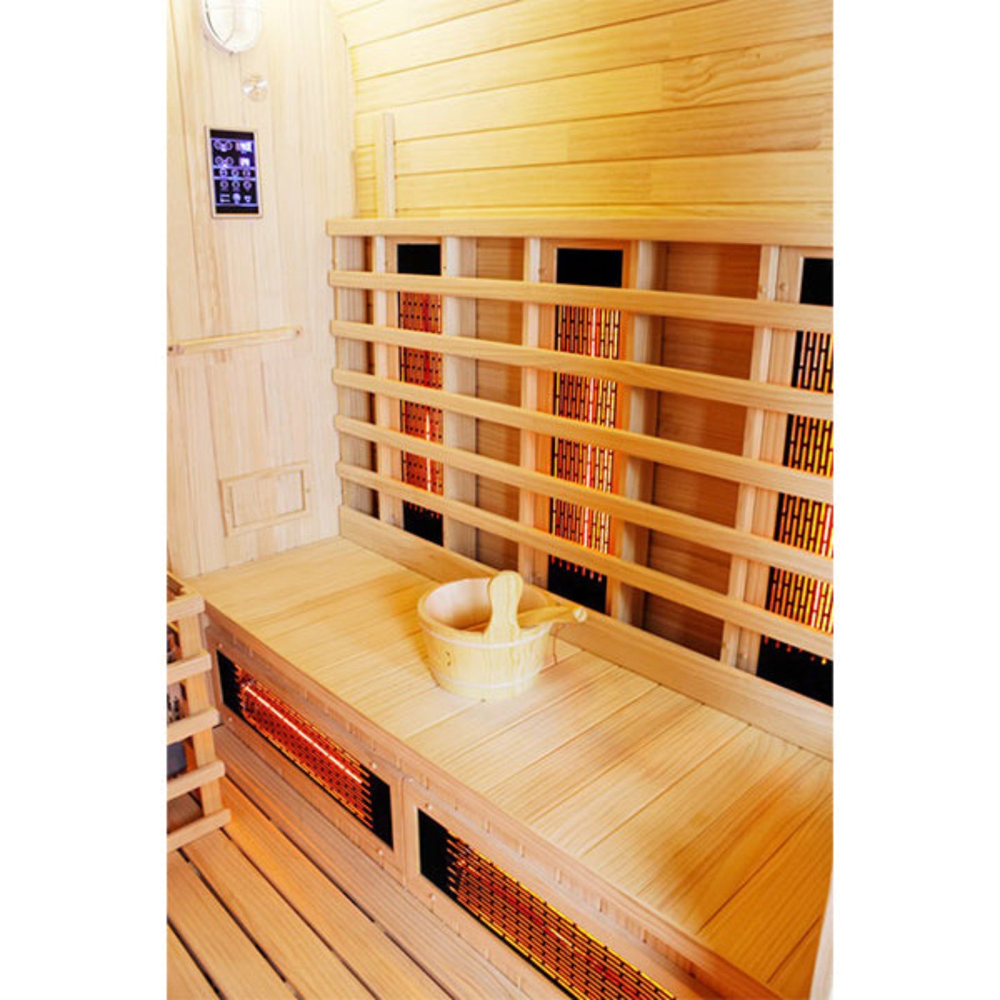 CenturaHeat 4-6 Person Outdoor Cube Sauna with bucket on thee bench