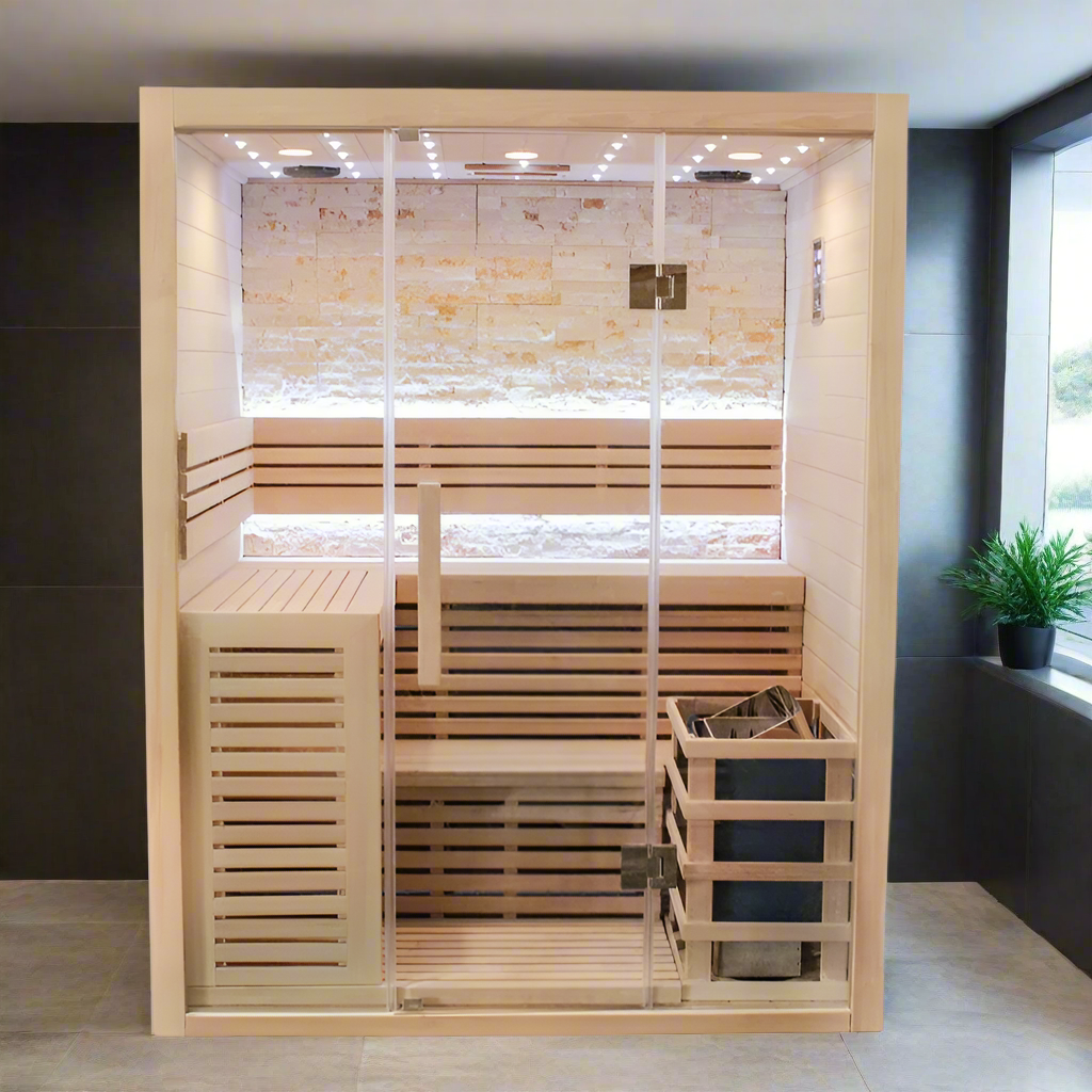 CenturaHeat Luxury Steam Traditional Indoor Sauna with Glass Door