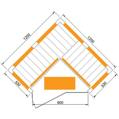 CenturaHeat 2-3 Person Diamond Corner Indoor Sauna