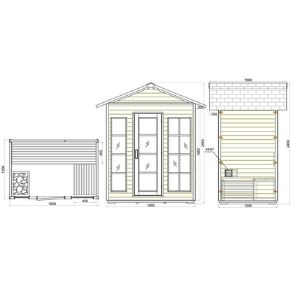 CenturaHeat 4 Person White Outdoor Sauna