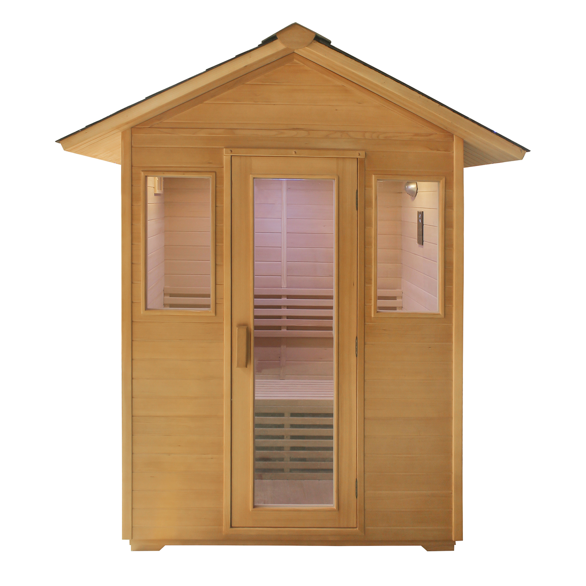 CenturaHeat 3 Person Traditional Steam Outdoor Sauna Room front view