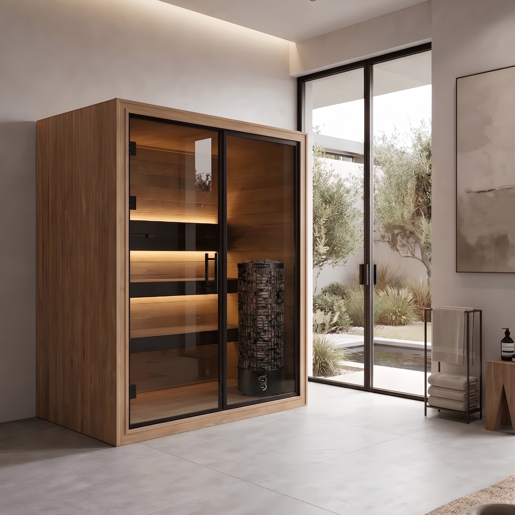 Thermo Black 150 Steam Indoor Sauna modern home setting