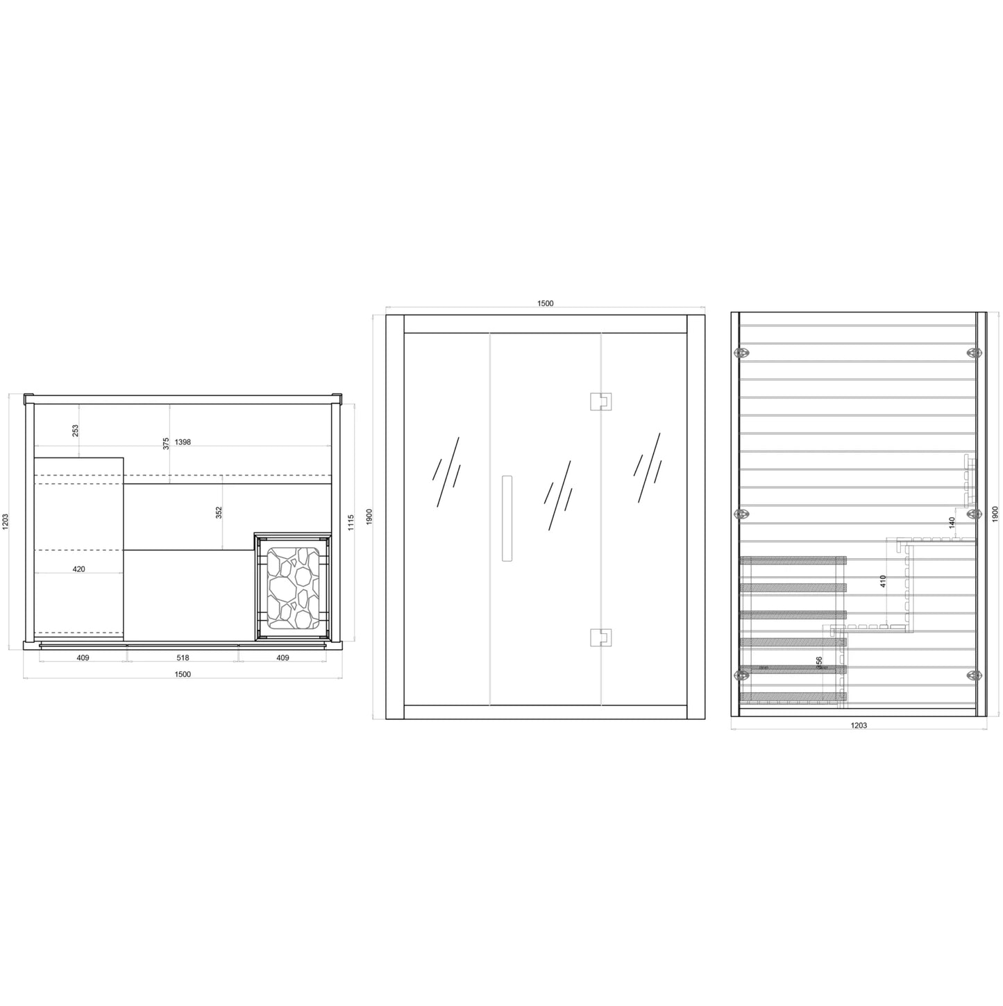 Centuraheat Luxury 3-4 Person Steam Indoor Sauna