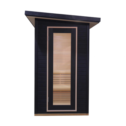 CenturaHeat 2 Person Black-Finished Hemlock Outdoor Sauna with 6kW Harvia Heater