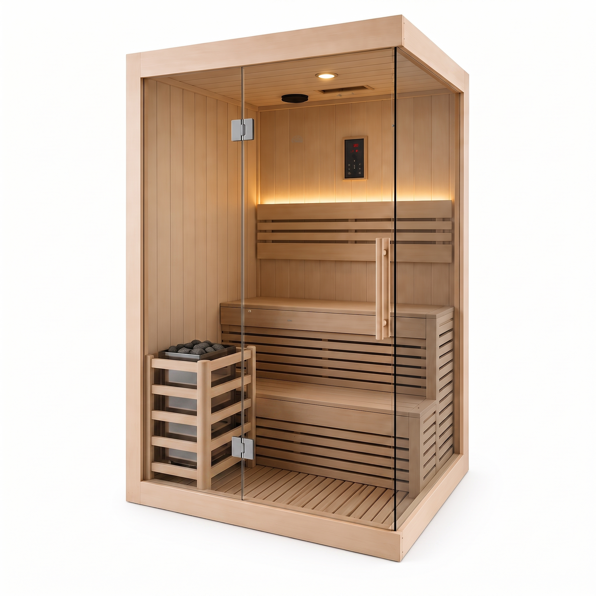 CenturaHeat 2 Person Canadian Hemlock Indoor Sauna with 2.3kW Harvia Heater